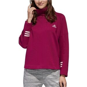 Adidas Funnel Neck Comfy Sweatshirt Women’s Size L Power Berry Loose Fit